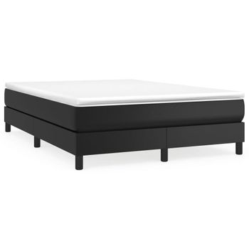 Estructura De Cama Box Spring Cuero Sintético Negro 140x200 Cm