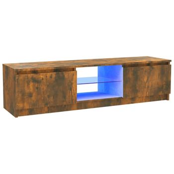 Mueble De Tv Con Luces Led Roble Ahumado 120x30x35,5 Cm