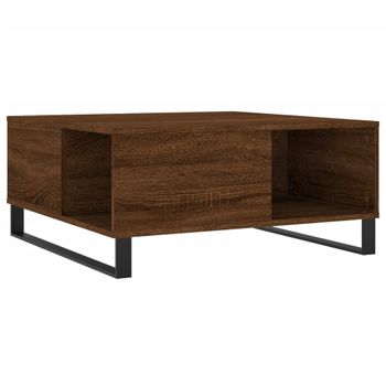 Mesa De Centro Madera Contrachapada Roble Marrón 80x80x36,5 Cm