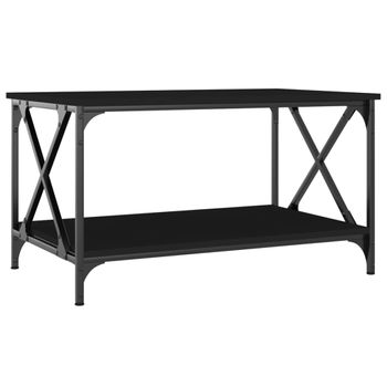 Mesa De Centro Madera Contrachapada Y Hierro Negro 80x50x45 Cm