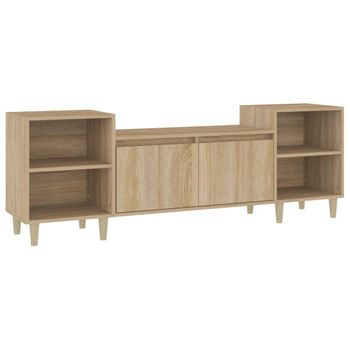 Mueble Para Tv Madera Contrachapada Roble Sonoma 160x35x55 Cm