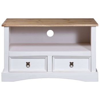 Mueble Para Tv Corona Range De Pino Mexicano Blanco 91x43x56 Cm