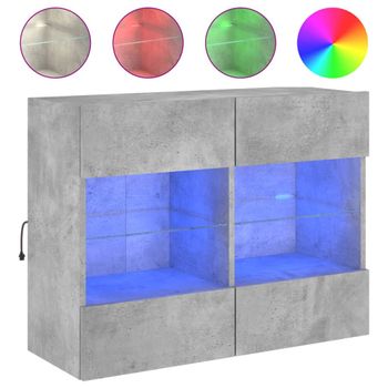 Mueble Tv De Pared Con Luces Led Gris Hormigón 78,5x30x60,5 Cm