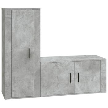 Set De Muebles De Tv 2 Piezas Madera Contrachapada Gris Hormigón