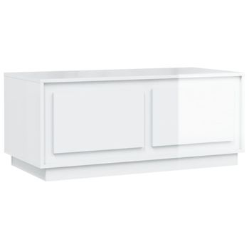 Mesa De Centro Madera Contrachapada Blanco Brillo 102x50x44 Cm