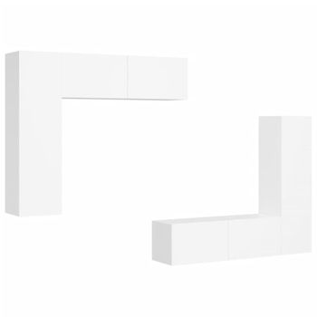 Set De Muebles De Salón Tv 4 Piezas Madera De Ingeniería Blanco