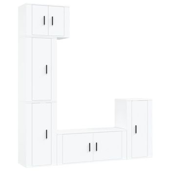 Set De Muebles Para Tv 5 Piezas Madera Contrachapada Blanco