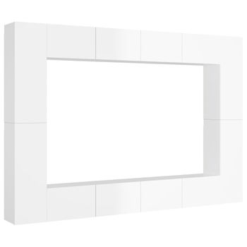 Juego De Mueble Para Tv De 8 Piezas Aglomerado Blanco Brillante