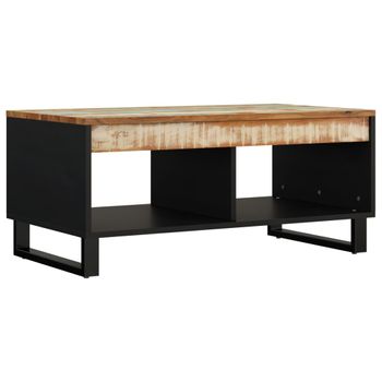 Mesa De Centro De Madera Maciza Reciclada 90x50x40 Cm