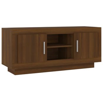 Mueble Para Tv Madera Contrachapada Roble Marrón 102x35x45 Cm