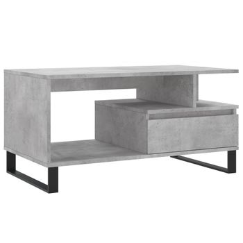 Mesa De Centro Madera Contrachapada Gris Hormigón 90x49x45 Cm