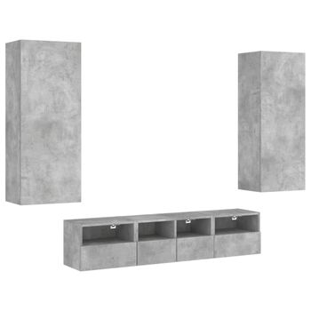 Muebles De Tv De Pared 5 Piezas Madera Ingeniería Gris Hormigón