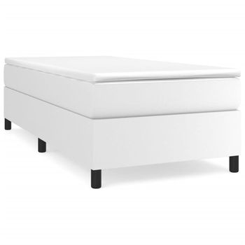 Estructura De Cama Box Spring Cuero Sintético Blanco 90x190 Cm