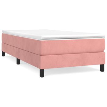 Estructura De Cama Box Spring Terciopelo Rosa 90x190 Cm