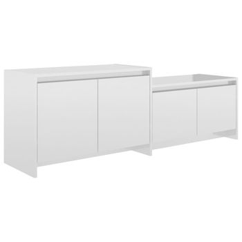 Mueble De Tv Madera Contrachapada Blanco Brillo 146,5x35x50 Cm