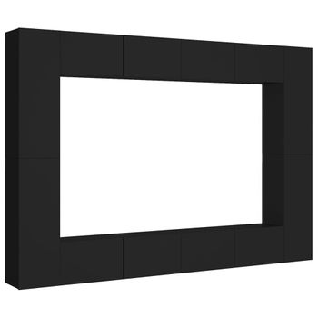 Juego De Mueble Para Tv De 8 Piezas Aglomerado Negro