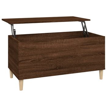 Mesa De Centro Madera Contrachapada Roble Marrón 90x44,5x45 Cm