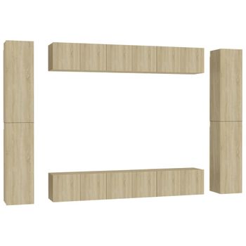 Muebles De Pared De Tv 10 Piezas Aglomerado Color Roble Sonoma