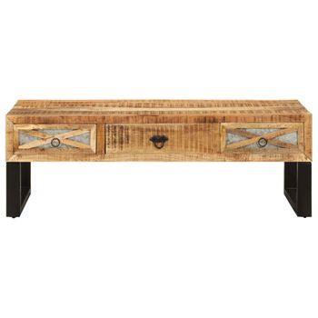 Mesa De Centro De Madera Maciza De Mango 110x50x38 Cm