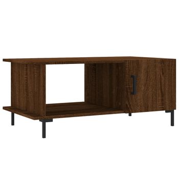 Mesa De Centro Madera Contrachapada Roble Marrón 90x50x40 Cm