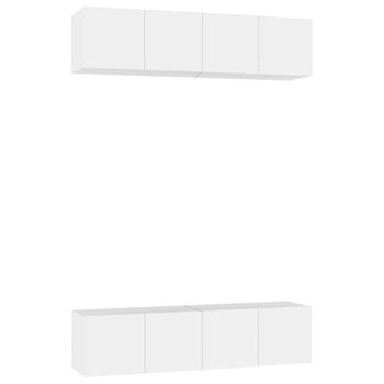 Muebles Para Tv 4 Unidades Aglomerado Blanco 60x30x30 Cm