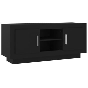 Mueble De Tv Madera Contrachapada Negro 102x35x45 Cm