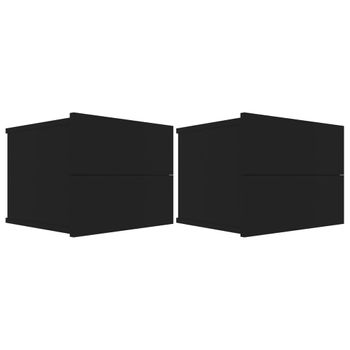 Mesitas De Noche 2 Unidades Madera Contrachapada Negro 40x30x30 Cm