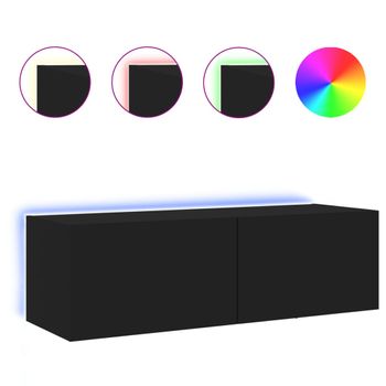 Mueble De Tv De Pared Con Luces Led Negro 100x35x31 Cm