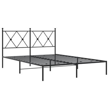 Estructura De Cama Con Cabecero Metal Negro 135x190 Cm