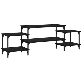 Mueble Para Tv Madera Contrachapada Negro 157x35x52 Cm