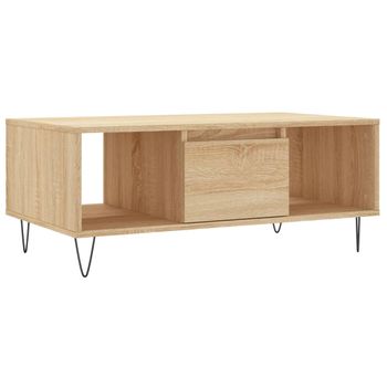 Mesa De Centro Madera Contrachapada Roble Sonoma 90x50x36,5 Cm