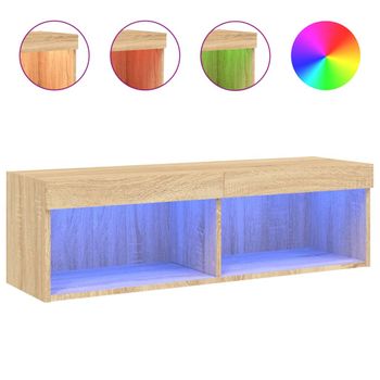 Mueble Para Tv Con Luces Led Roble Sonoma 100x30x30 Cm