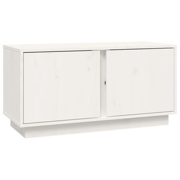 Mueble De Tv Madera Maciza De Pino Blanco 80x35x40,5 Cm