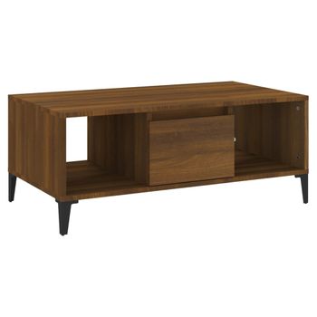 Mesa De Centro Madera Contrachapada Marrón Roble 90x50x36,5 Cm