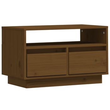 Mueble De Tv Madera Maciza De Pino Marrón Miel 60x35x37 Cm