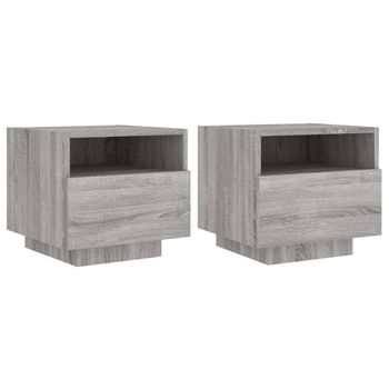 Mesitas De Noche Con Luces Led 2 Unidades Gris Sonoma 40x39x37 Cm