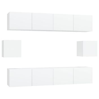 Set De Muebles Para Tv 6 Piezas Madera Contrachapada Blanco