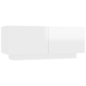 Mueble De Tv Madera Contrachapada Blanco Brillo 100x35x40 Cm