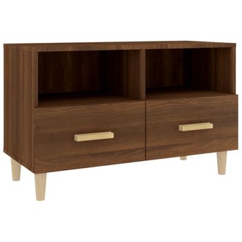 Mueble Para Tv Madera Contrachapada Roble Marrón 80x36x50 Cm