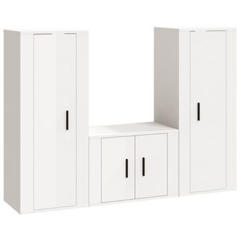 Set De Muebles De Tv 3 Piezas Madera Contrachapada Blanco Brillo