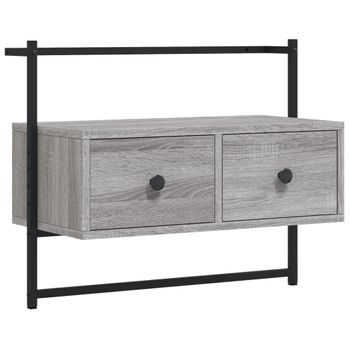 Mueble Tv De Pared Madera Ingeniería Gris Sonoma 60,5x30x51 Cm