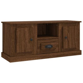 Mueble Para Tv Madera Contrachapada Marrón Roble 100x35,5x45 Cm