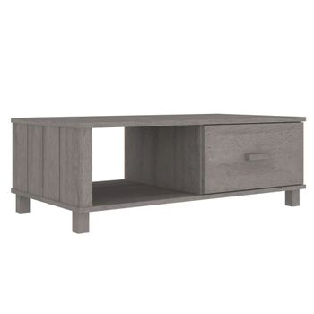 Mesa De Centro Hamar Madera Maciza Pino Gris Claro 100x55x35 Cm