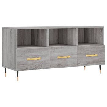 Mueble De Tv Madera De Ingeniería Gris Sonoma 102x36x50 Cm