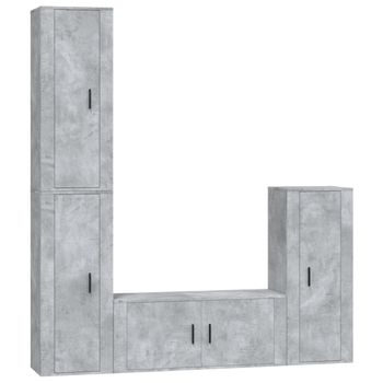 Set De Muebles De Tv 4 Piezas Madera Contrachapada Gris Hormigón