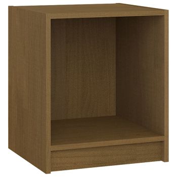 Mesita Noche Madera Pino Maciza Marrón Miel 35,5x33,5x41,5 Cm