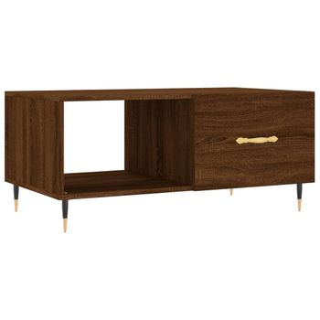 Mesa De Centro Madera Contrachapada Roble Marrón 90x50x40 Cm