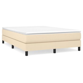 Estructura De Cama Box Spring Tela Color Crema 140x200 Cm