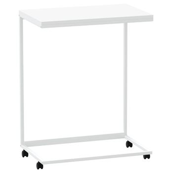 Mesa Auxiliar Con Ruedas De Contrachapado Blanco 55x35x70 Cm