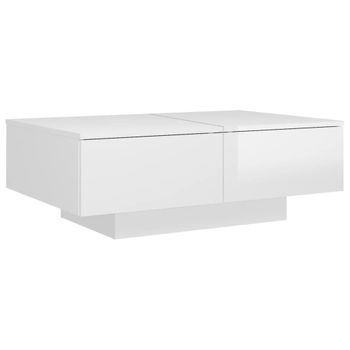 Mesa De Centro De Aglomerado Blanco Brillante 90x60x31 Cm